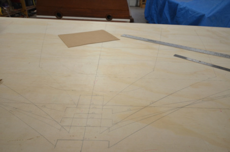 Plans lofted on to plywood from the half model