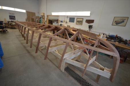 Framework, keel, stem, and chines in place